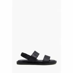 Dune London Black Laude Cushion Comfort Flat Sandals