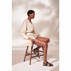 Dune London Black Laude Cushion Comfort Flat Sandals -Dune London Sales unnamed file 3309