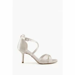 Dune London Maribel White Satin Cross Strap Shoes