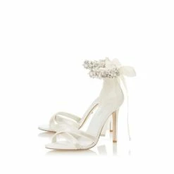 Alternative view of Dune London Martine Ivory Satin Embellished Ankle Tie Court