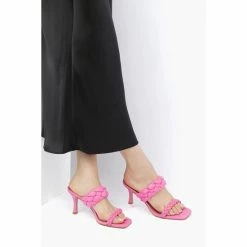 Dune London Pink Message Plaited Mid Heel Mules -Dune London Sales unnamed file 3387