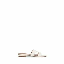 Dune London White WF Loupe Wide Fit Smart Slider Sandals