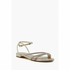 Alternative view of Dune London Gold Tone Metalic Novell Tubular Flat Diamante Sandals