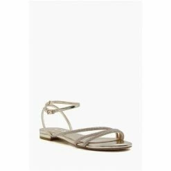 Dune London Gold Tone Metalic Novell Tubular Flat Diamante Sandals -Dune London Sales unnamed file 3425