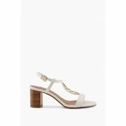 Dune London Womens White Wf Just Hardware Detail Block Heels