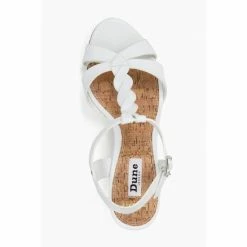 Dune London White Koala Wide Fit Plait T-Bar Strap Cork Wedge Heels -Dune London Sales unnamed file 3475