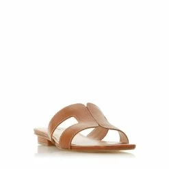 Dune London Brown WF Loupe Wide Fit Smart Slider Sandals