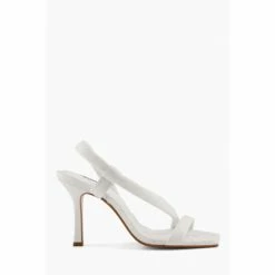 Dune London White Marbled Square Toe Heeled Slingback Sandals