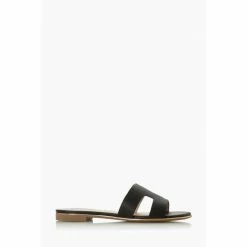 Dune London Looper Black Caged Vamp Slider Sandals
