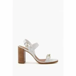 Dune London Junior White Smart High Stacked Sandals
