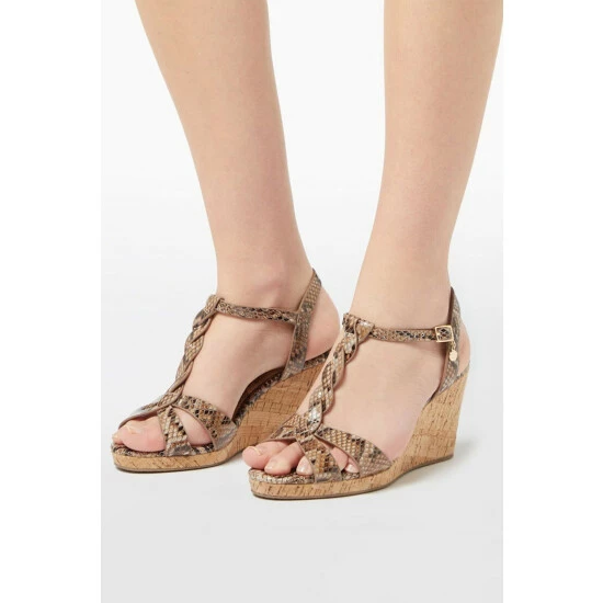 Dune London Blue Koala Wide Fit Plait T-Bar Strap Cork Wedge Heels 7 Dune London Blue Koala Wide Fit Plait T-Bar Strap Cork Wedge Heels - Image 5
