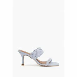Dune London Blue Message Plaited Mid Heel Mules