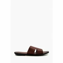 Dune London Brown Incense Saffiano Emboss Sandals