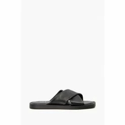 Dune London Licorice Cross Strap Black Sandals