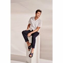 Dune London Blue Ideal Webbing Crossover Sandals