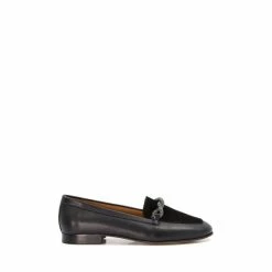 Dune London Gracianna Diamante Twist Rope Black Loafers