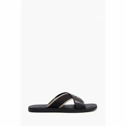 Dune London Black Ideal Webbing Crossover Sandals