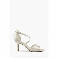 Dune London White Maribel Satin Cross Strap Heels