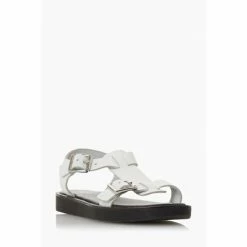 Alternative view of Dune London Langlie T Chunky Buckle Flat White Sandals