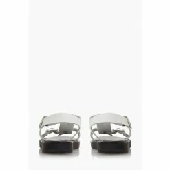 Dune London Langlie T Chunky Buckle Flat White Sandals -Dune London Sales unnamed file 3805