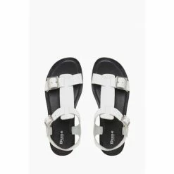 Dune London Langlie T Chunky Buckle Flat White Sandals -Dune London Sales unnamed file 3806