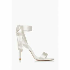 Dune London White Mirelle Satin Ribbon Tie Sandals