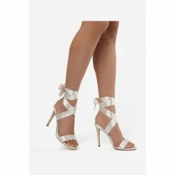 Dune London White Mirelle Satin Ribbon Tie Sandals -Dune London Sales unnamed file 3831