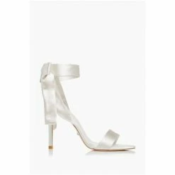 Dune London White Mirelle Satin Ribbon Tie Sandals -Dune London Sales unnamed file 3832
