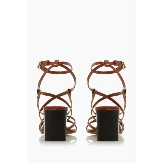 Dune London Brown Inspire Strappy Block Heel Sandals 5 Dune London Brown Inspire Strappy Block Heel Sandals - Image 3