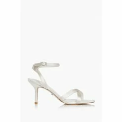 Dune London Natural Mirra Cross Strap Mid Heel Sandals