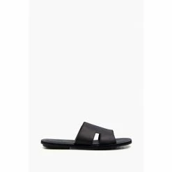 Dune London Black Incense Saffiano Emboss Sandals