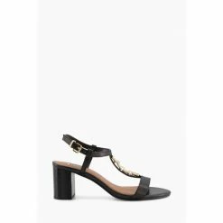 Dune London Black Just Hardware Detail Block Sandals