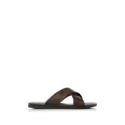 Alternative view of Dune London Frank Brown Leather Comfort Cross Strap Sandals