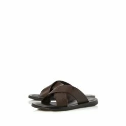 Dune London Frank Brown Leather Comfort Cross Strap Sandals -Dune London Sales unnamed file 3932