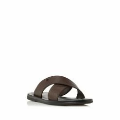 Dune London Frank Brown Leather Comfort Cross Strap Sandals -Dune London Sales unnamed file 3936