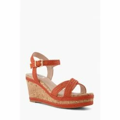 Alternative view of Dune London Kelisa Orange Braided Upper High Wedge Heel Sandals