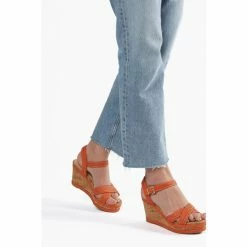 Dune London Kelisa Orange Braided Upper High Wedge Heel Sandals -Dune London Sales unnamed file 3941