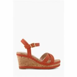 Dune London Kelisa Orange Braided Upper High Wedge Heel Sandals -Dune London Sales unnamed file 3944
