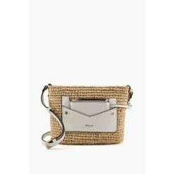 Dune London White Davenporte Small Raffia Cross-Body Bag