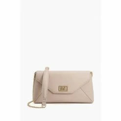 Dune London Natural Elissia Branded Foldover Clutch