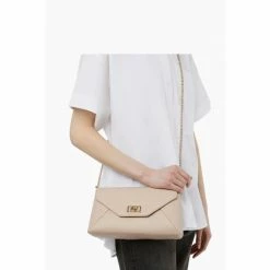 Dune London Natural Elissia Branded Foldover Clutch -Dune London Sales unnamed file 4091