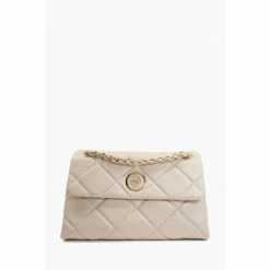 Dune London White Duchess Large Leather Quilt Bag