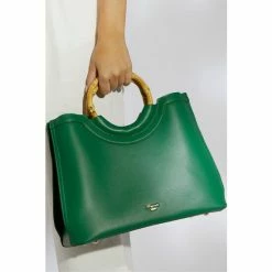 Dune London Green Distinguish Large Bamboo Handle Bag