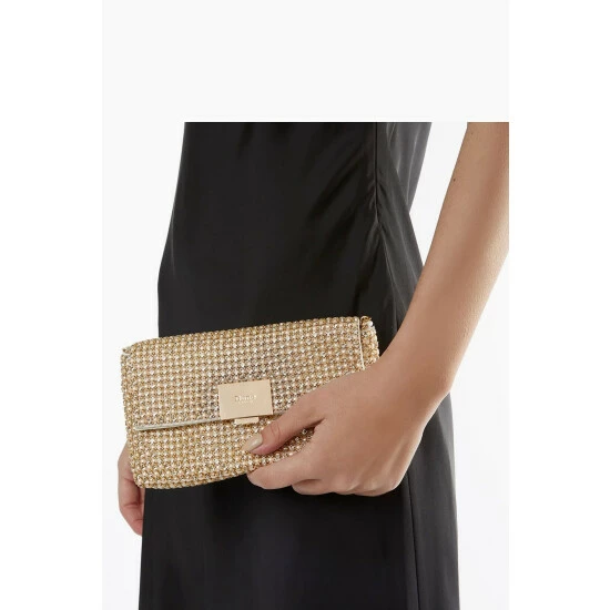 Dune London Gold Tone Metallic Evanders Square Lock Diamante Bag 4 Dune London Gold Tone Metallic Evanders Square Lock Diamante Bag - Image 2