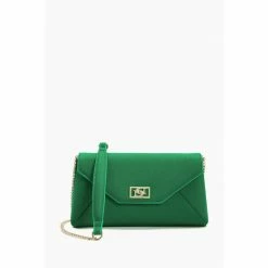 Dune London Elissia Green Quilt Foldover Clutch