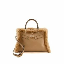 Dune London Natural Dewsbury Large Faux Fur Padlock Bag -Dune London Sales unnamed file 4260