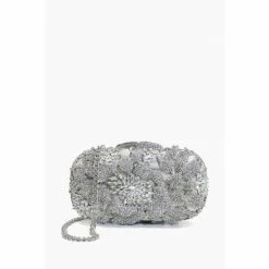 Dune London Natural Metalic Blissed Embellished Hard Case Clutch