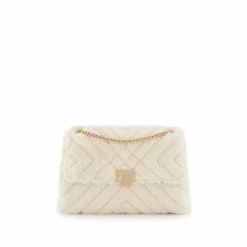Dune London Natural Dancefloor Small Quilted Faux Fur Bag