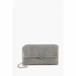 Dune London Gold Metalic Evanders Square Lock Diamante Bag