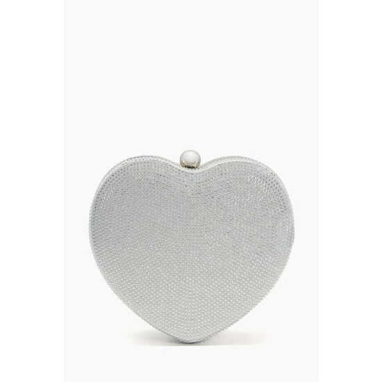 Dune London Silver Metalic Endearing Heart Shaped Clutch Bag 4 Dune London Silver Metalic Endearing Heart Shaped Clutch Bag - Image 2